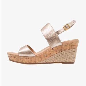 UGG Metallic Gold Ankle Strap Cork Wedge Heel